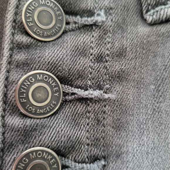 Buckle Flying Monkey Button Fly Women’s Sz 27 Black Denim Jeans, Skinny, Frayed - Picture 7 of 11